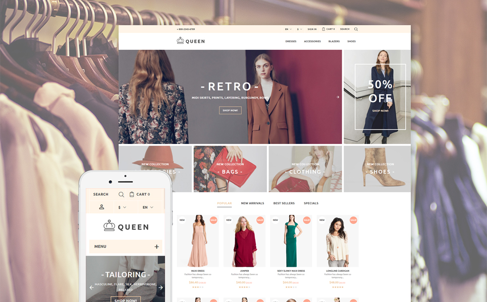 Queen - Womens Clothes PrestaShop Theme